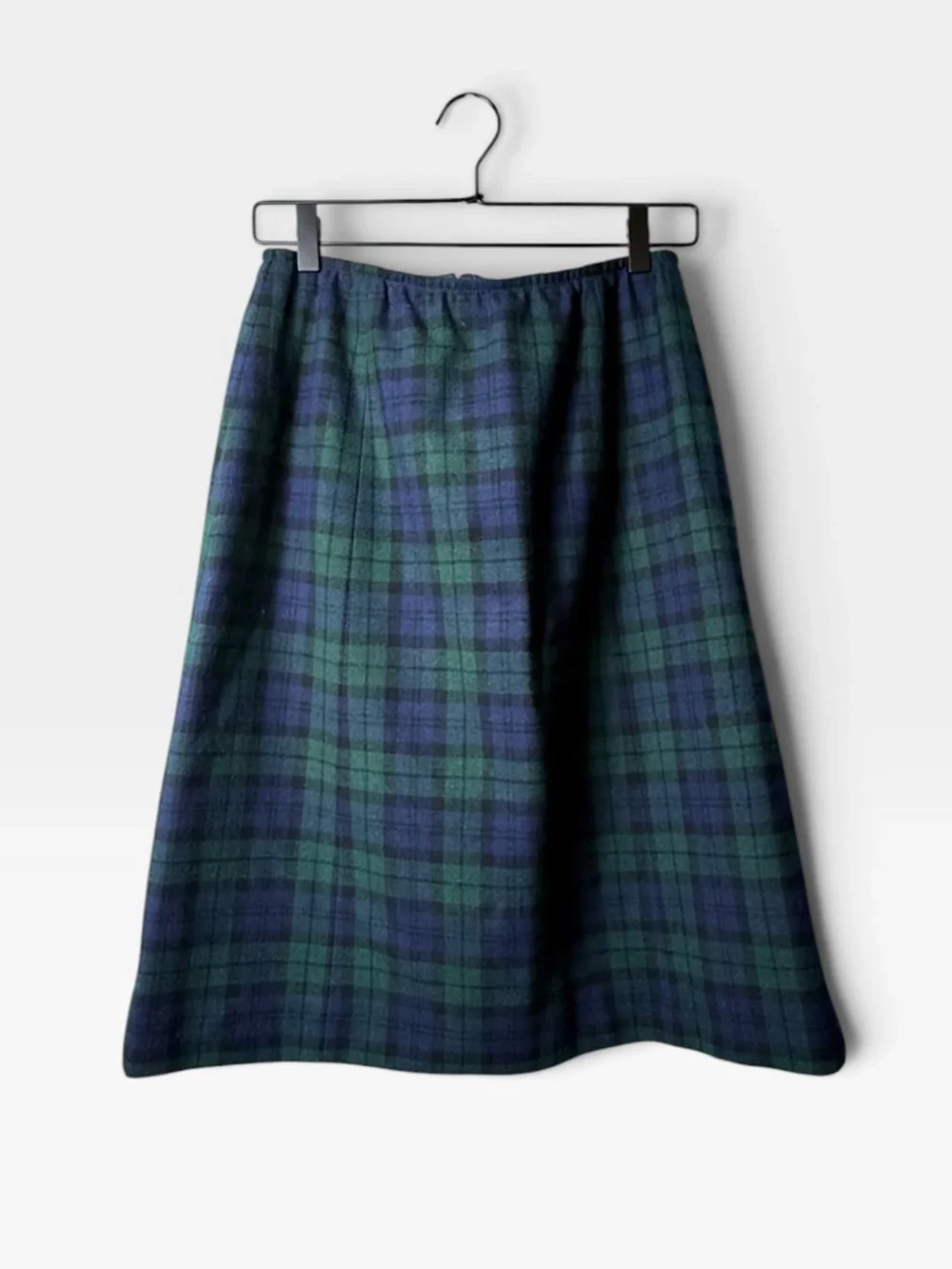 Pendleton Vintage Pure Wool Plaid Skirt Size 14 Midi Blue Green (L)